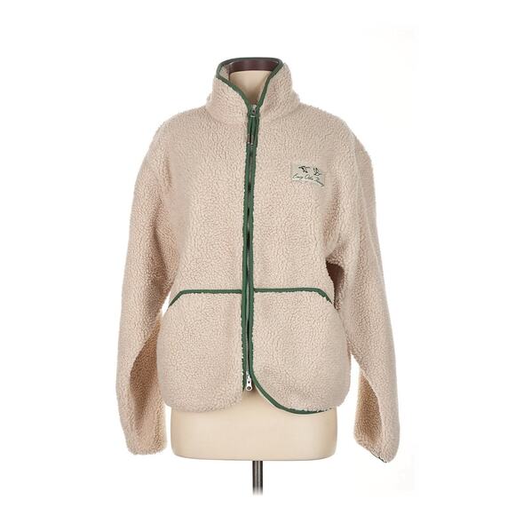 Every Other Thursday Fleece Green Tan Front Pocket Full Double Zip - Mens M - Picture 1 of 3